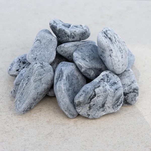 Piatră decorativă rotunjită, gri argintiu, 6-10 cm